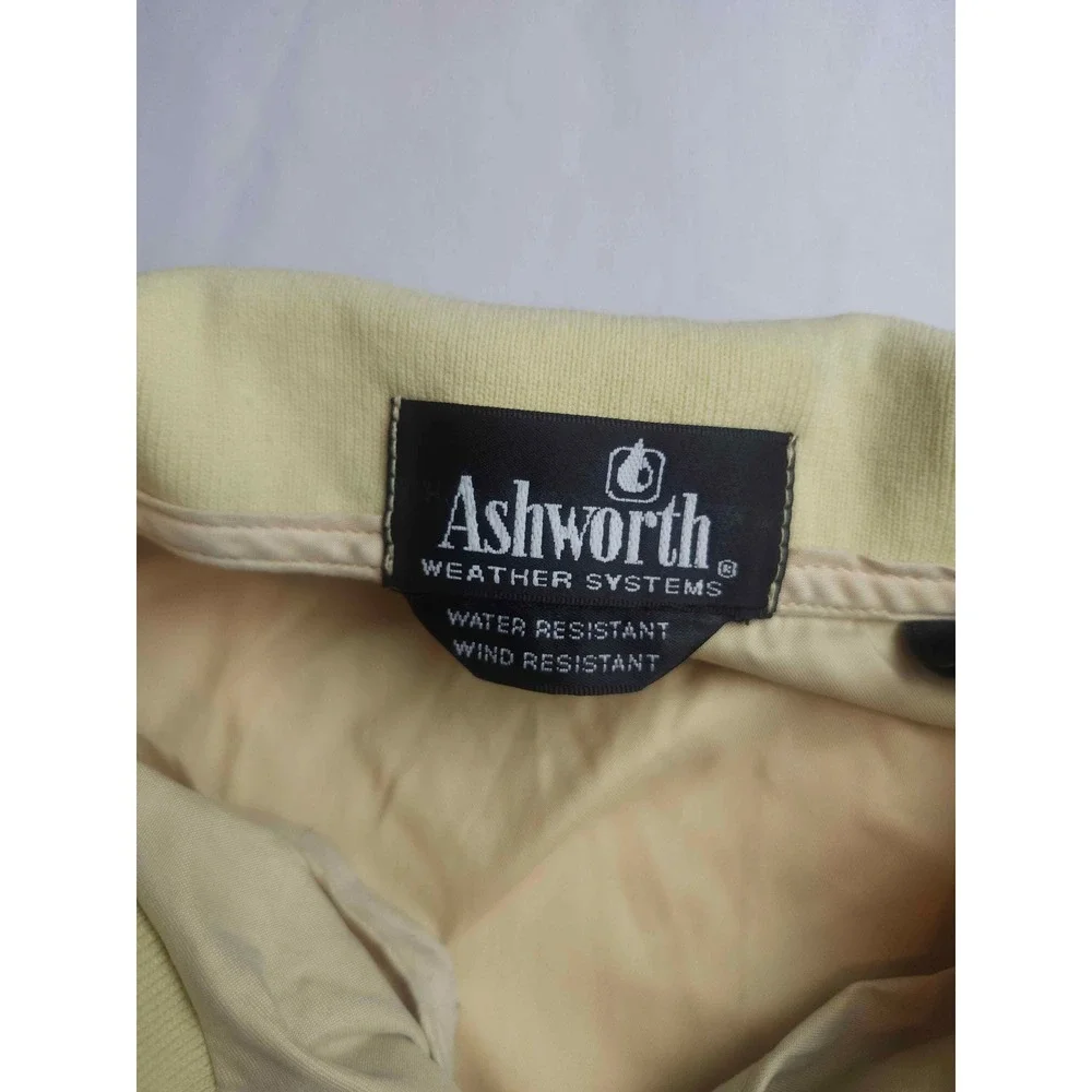 Ashworth Weather Systems Mens Medium Quarter Zip Windbreaker Golf Jacket Cream